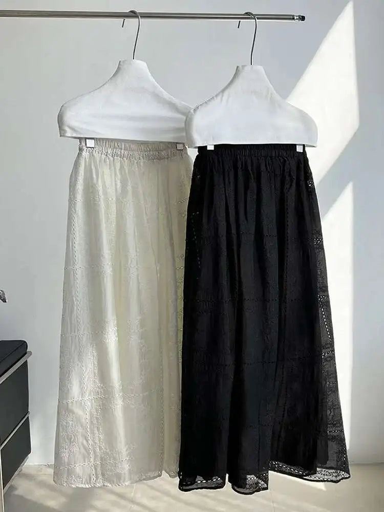 Lace Big Size Shirt Half-body Skirt Two Pieces Suit New Round Neck Long Sleeve Women Fashion Spring Autumn 2025 1DJ0062