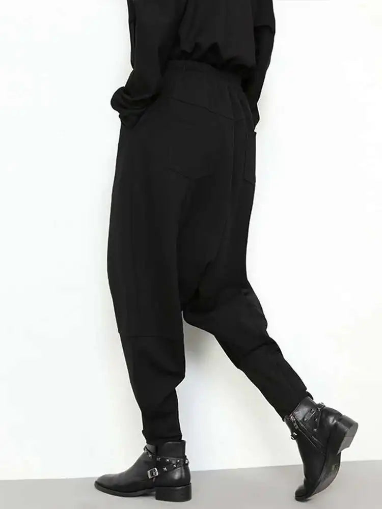 High Elastic Waist Black Pockets Casual Harem Pants New Loose Fit Trousers Women Fashion Tide Spring Autumn 2025 1DF4689