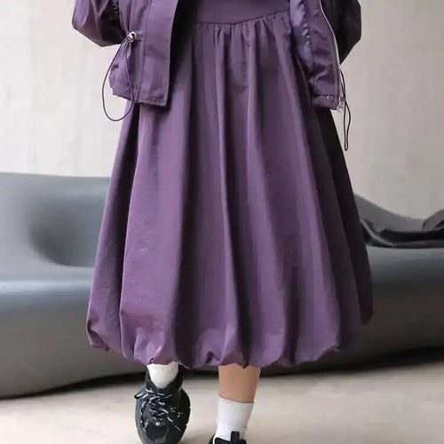 Load image into Gallery viewer, High Waist Purple Blue Pleated Shaped Elegant A-line Half-body Skirt Women Fashion Tide New Spring Autumn 2025 1DH6529
