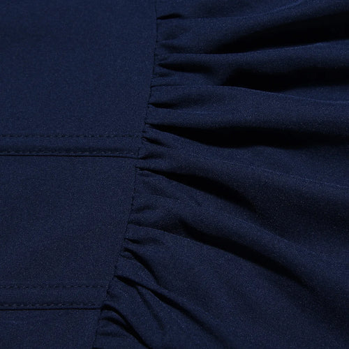 Load image into Gallery viewer, Square Collar Pleated Mini Dress For Women Navy Blue Fashion Short Sleeve Backless A-line Club Party Sexy Dress Elegant
