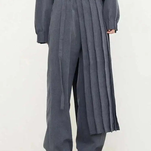 Load image into Gallery viewer, Pleated Sweatshirt Wide Leg Pants Three Piece Suit New Round Neck Long Sleeve Women Fashion Spring Autumn 2025 1DH1410
