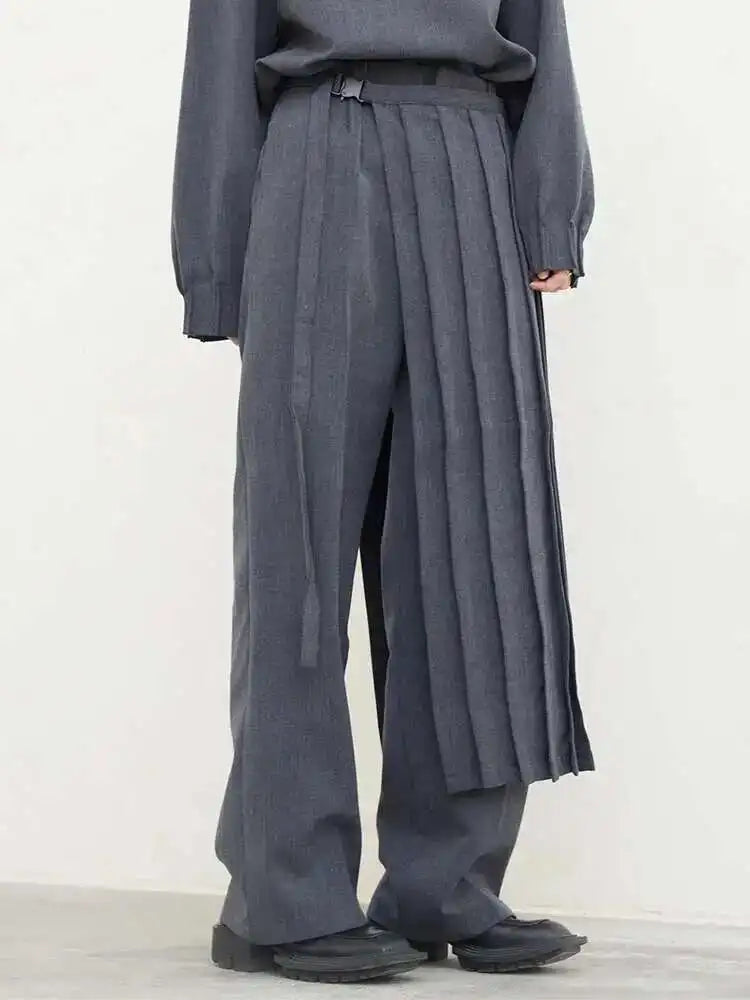 Pleated Sweatshirt Wide Leg Pants Three Piece Suit New Round Neck Long Sleeve Women Fashion Spring Autumn 2025 1DH1410