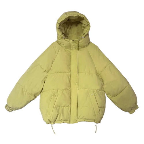 Load image into Gallery viewer, Solid Color Cotton Padded Winter Clothes for Women Korean Fashion Loose Bread Jacket Thick Yellow White Parkas Female
