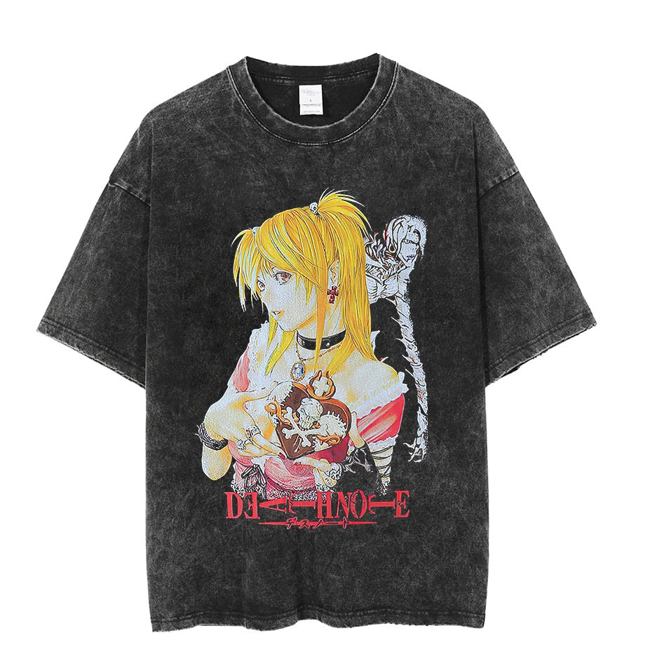 Vintage Washed Tshirts Anime T Shirt Harajuku Oversize Tee Cotton fashion Streetwear unisex top Medusa