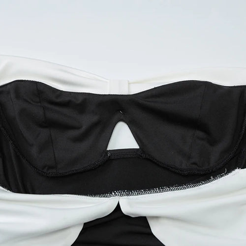 Load image into Gallery viewer, Off-shoulder Backless Sexy Mini Dress For Women Robe Fashion Patchwork Strapless Sleeveless Split Club Party Dress
