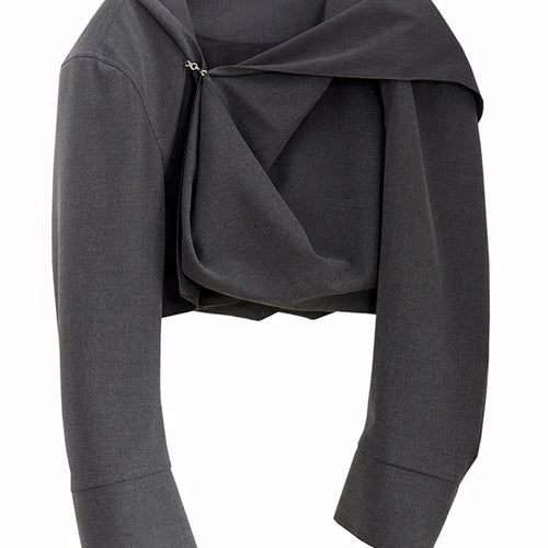 Load image into Gallery viewer, Dark Gray Zipper Irregular Short Big Size Jacket New Hooded Long Sleeve Women Coat Fashion Tide Spring Autumn 2025 1DH7219
