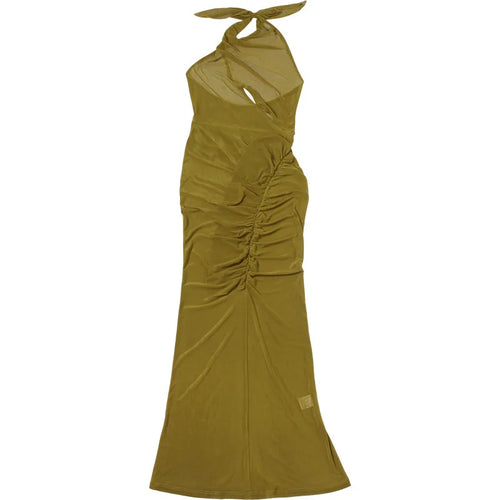 Load image into Gallery viewer, Mesh Ruffled Ruched Sexy Maxi Dress For Women Gown Fashion Solid Sleeveless Backless Bodycon Club Long Dress Vestido
