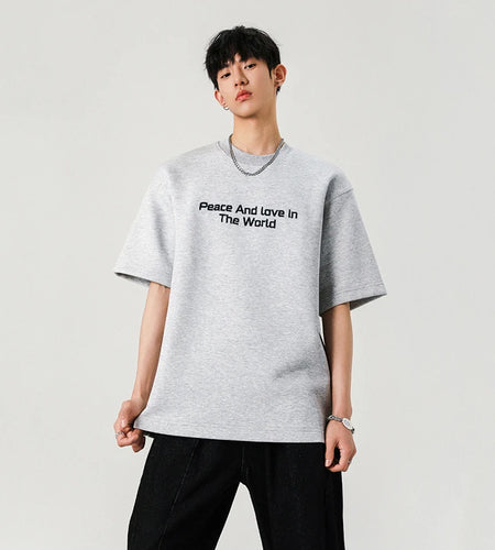 Male T-shirts Short Sleeve Embroidery Letter Printing Trendy Solid Color O-neck Stylish New Summer Men's Clothing 9W1937