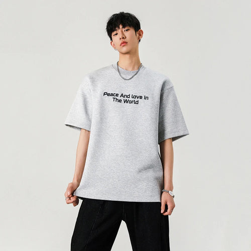 Load image into Gallery viewer, Male T-shirts Short Sleeve Embroidery Letter Printing Trendy Solid Color O-neck Stylish New Summer Men&#39;s Clothing 9W1937
