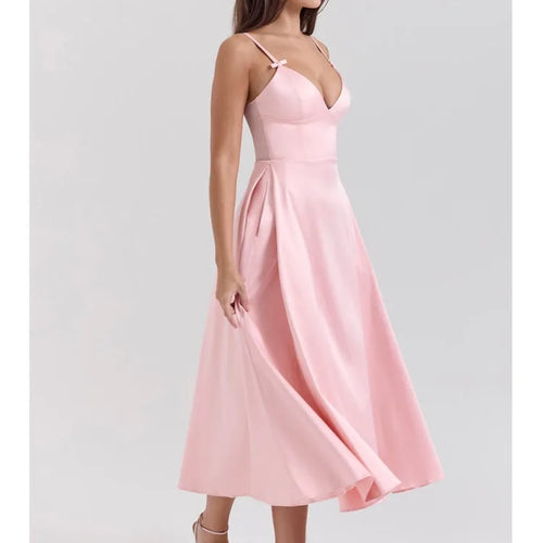 Load image into Gallery viewer, Elegant Spaghetti Strap Bodycon Party Evening Dress Women Sexy Deep V Backless Female Slim Vestido Autumn/Winter 2025
