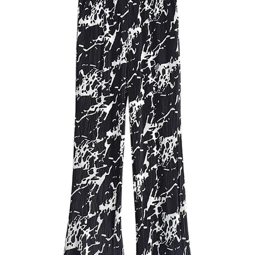 Load image into Gallery viewer, High Elastic Waist Black Pattern Printed Pleated Wide Leg Pants New Trousers Women Fashion Tide Spring Autumn 2025 1DJ1258
