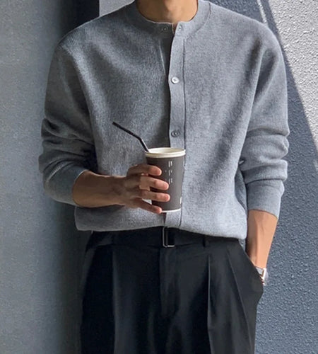 Men's Cardigan Long Sleeve Knitted Sweatshirts Autumn New Korean Style Fashion High Grade Sweater Loose Casual Coat 9C1648