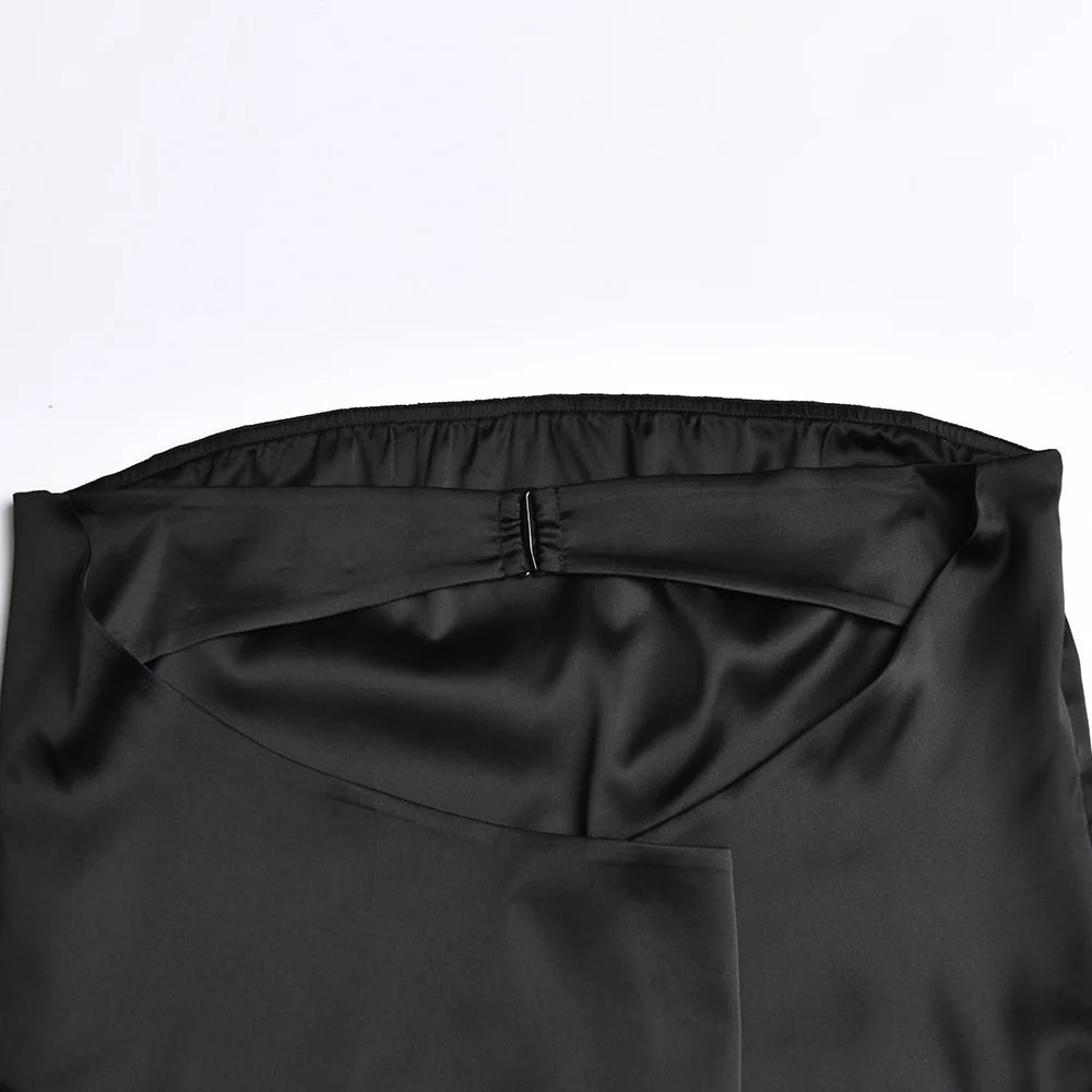 Satin Sexy Backless Mini Dress Women Robe Fashion Strapless Sleeveless Bodycon Night Club Party Short Dresses Vestido