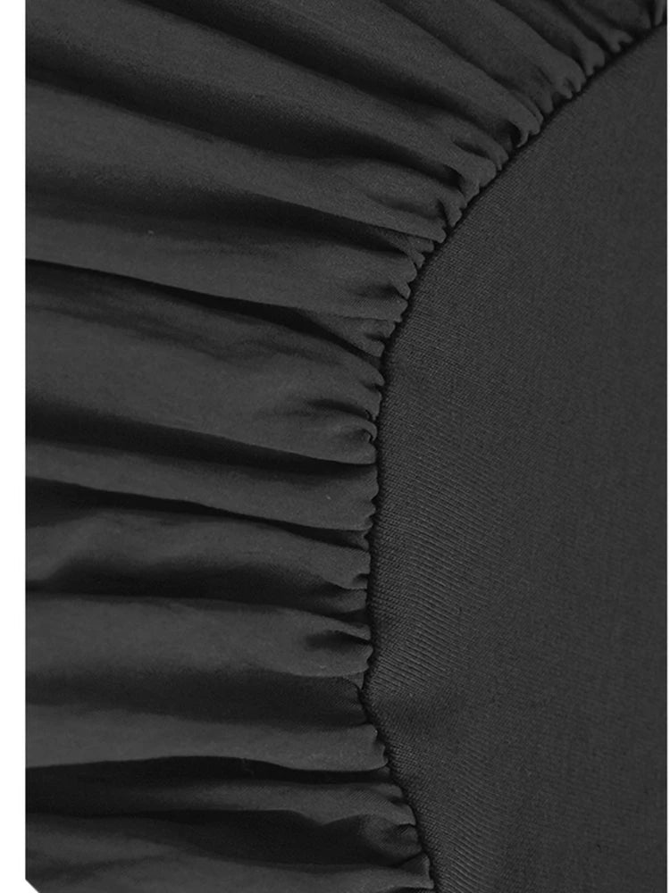 Women White Color-block Pleated Big Size Midi Dress New Round Neck Short Sleeve Fashion Tide Spring Summer 2025 1DJ1439