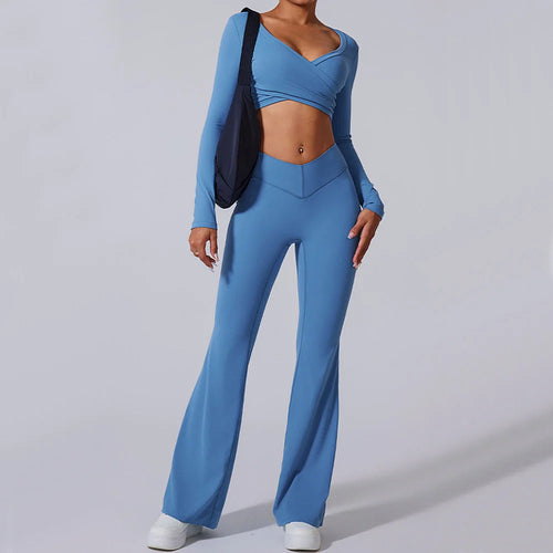 Load image into Gallery viewer, High V Waist Flare Leggings Yoga Pants Women Wide Leg Gym Workout Fitness Sports Pant Latin Dance Trousers Active Wear Bottom
