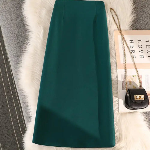 Load image into Gallery viewer, High Waist Zipper Back Split Suit Skirt For Women Spring Autumn 2023 New Solid Pencil Skirts Office Ladies Casual Straight Skirt
