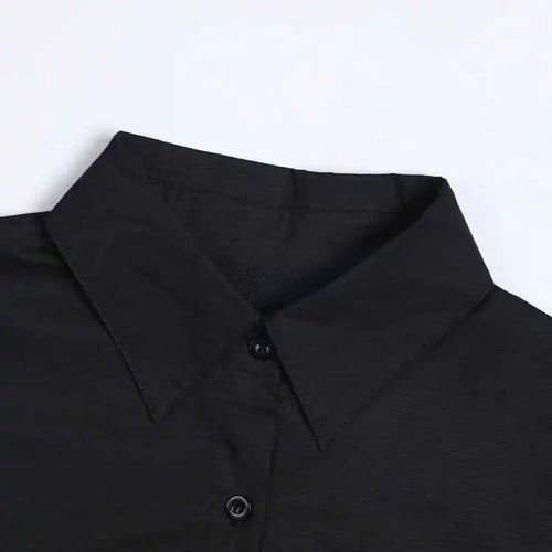 Load image into Gallery viewer, Women Black Irregular Hem Big Size Shirt Dress New Lapel Long Sleeve Loose Fit Fashion Tide Spring Autumn 2025 1DE2485
