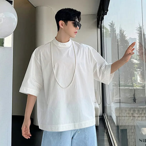 Load image into Gallery viewer, T-shirt Men&#39;s Summer Original Design Ribbon Splicing Solid Color Tees Fashion Trend O-neck Short Sleeve Top 9C5853
