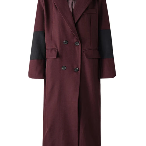 Load image into Gallery viewer, Women Red Color-block Big Size Long Elegant Blazer New Lapel Long Sleeve Jacket Fashion Tide Spring Autumn 2025 26C1609
