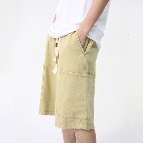 Load image into Gallery viewer, Men&#39;s Shorts Casual Lace Up Straight Leg Elastic Waist Design Trendy Versatile Cargo Pants Japanese Style 9C5830
