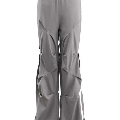 Load image into Gallery viewer, High Elastic Waist Gray Pleated Irregular Long Cargo Pants New Trousers Women Fashion Tide Spring Autumn 2025 CPG1628
