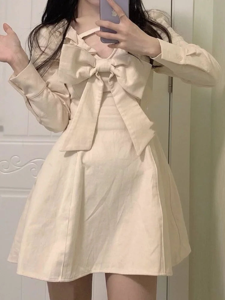 Kawaii School Dress Student Japanese Harajuku Korean Fashion Kpop Sweet Lolita Party Mini Short Dresses Women Autumn