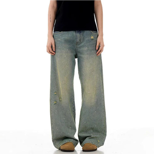 Load image into Gallery viewer, Men's Jeans New High Street  American Style Cat Whisker Stylish Distressed Denim Pants Straight Leg Male Trousers 9W1720
