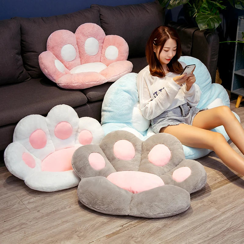 60*70cm Bear Cat Paw Plush Seat Cushion Ins Lovely Home Decoration Floor Mat Stuffed Soft Chair Rest Cushion Dolls