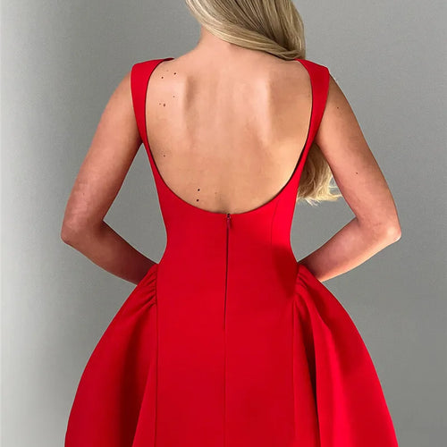 Load image into Gallery viewer, Backless High Waist A-line Sexy Mini Dress For Women Robe Fashion Solid O Neck Bodycon Club Party Sexy Dress Elegant
