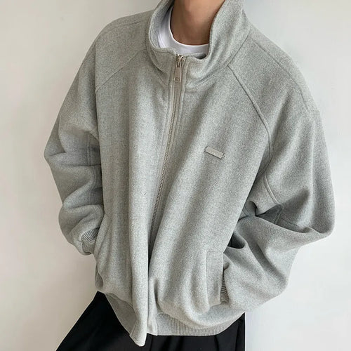 Load image into Gallery viewer, Korean Style Men&#39;s Jackets Loose Thickened Stand Collar Woolen Tops Cotton Solid Color Casual Male Coats Winter Chic 9C8929
