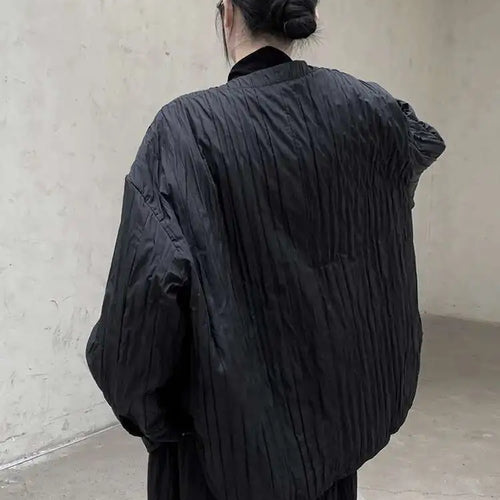 Load image into Gallery viewer, Black Big Size Keep Warm Cotton-padded Jacket New O-neck Long Sleeve Women Coat Fashion Tide Autumn Winter 2025 1DH8377
