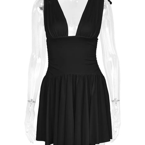 Load image into Gallery viewer, Sexy Deep V Bodycon Women Dress Sleeveless Short Skirt 2024 Sexy Fall Pleated Skirt Party Vestido Slim  Evening Dress
