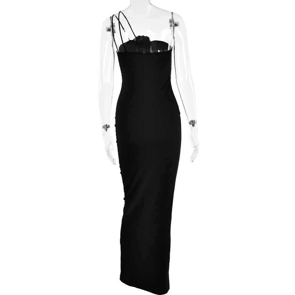 Elegant Halter Flower Sexy Maxi Dress For Women Gown Fashion Off-shoulder Backless Sleeveless Long Dress Vestidos