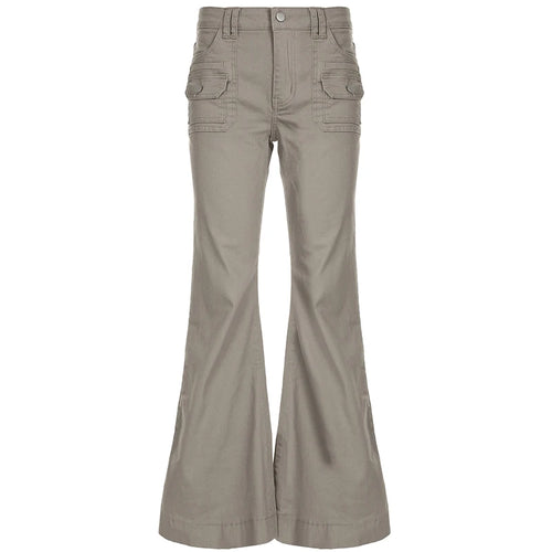 Load image into Gallery viewer, Streetwear Y2K New Flared Slim Jeans Women Multi Pockets Low Waist Harajuku Denim Trousers Full Length Bottoms Denim
