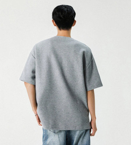 Male T-shirt New American Style Half Zippper Solid Color Short Sleeved T-shirts Casual Loose Trendy Men Summer 9W1294