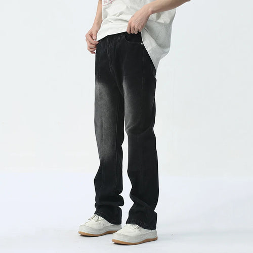 Load image into Gallery viewer, Jeans High Street Washed Gradient Bootcut Pants Pocket Zipper Fashion Summer Men&#39;s Wide Leg Trousers Loose 9C5406
