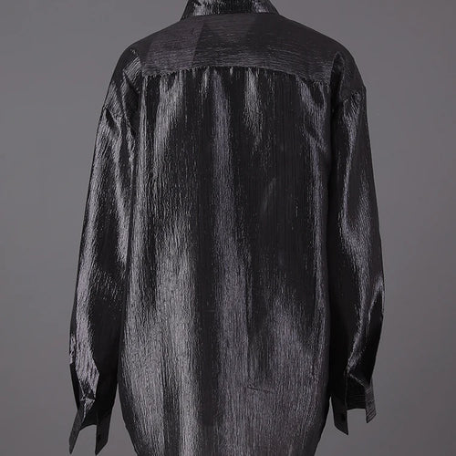 Load image into Gallery viewer, Women Black Thin Ruffles Perspective Big Size Blouse New Lapel Long Sleeve Shirt Fashion Tide Spring Autumn 2025  CPG3108
