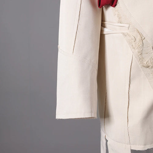 Load image into Gallery viewer, Women Beige Flower Ribbon Big Size Vintage Blazer New Lapel Long Sleeve Jacket Fashion Tide Spring Autumn 2025  CPG2872
