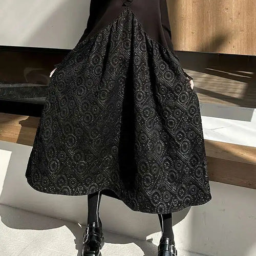 Load image into Gallery viewer, Women Black Pattern Textured Big Size  Long Vest Dress New V-Neck Sleeveless Fashion Tide Spring Autumn 2025 1DH844101
