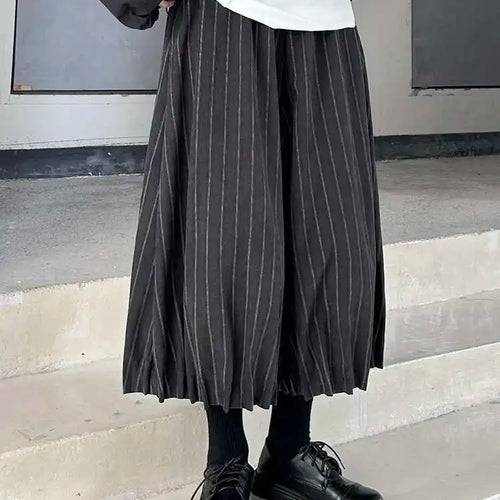 Load image into Gallery viewer, High Elastic Waist Black Striped Pleated Long Wide Leg Pants New Trousers Women Fashion Tide Spring Autumn 2025 1DH9095
