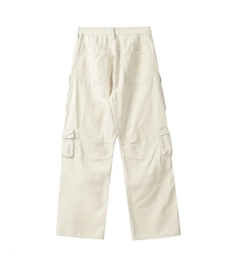 Men's Cargo Pants New American Male Loose Straight Toursers  Multi Pockets Wide Leg Bottoms Solid Color Spring 2025 9W1368