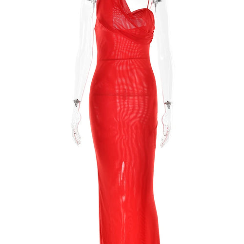 Load image into Gallery viewer, Elegant Single Shoulder Mesh Double Layer Bodycon Party Club Evening Dress Sexy Backless Vestido Autumn/Winter Clothing
