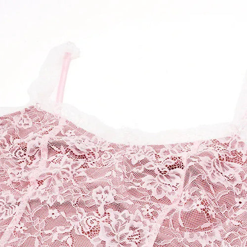 Load image into Gallery viewer, Lace Flare Long Sleeve Sexy Mini Dress For Women Robe Autumn New Pink O Neck A-line High Waist Pleated Dress Elegant
