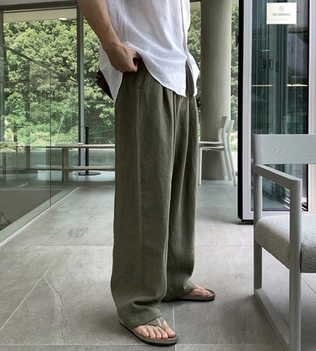 Korean Style Men's Causal Pants Straight Trendy Handsome Loose Trousers Wide Leg Solid Color Male Bottom Fashion 9W1852