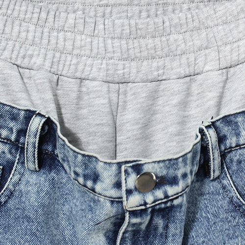 Load image into Gallery viewer, High Waist Gray Denim Burr Color-block Long Casual Wide Leg Jeans New Women Trousers Fashion Spring Autumn 2025 7AB4255
