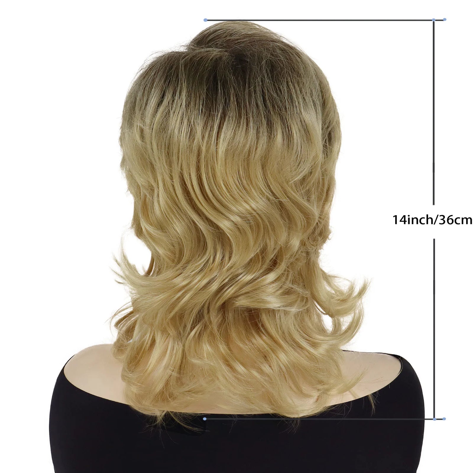 Shaggy Wigs for Women Synthetic Hair ombre Blonde Wig with Bangs with Dark Roots Layered Haircuts Natural Wigs Classic