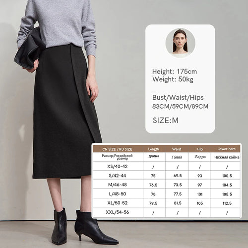 Load image into Gallery viewer, Minimalist Women Brown Skirts 2025 Autumn Retro Brushed Twill Side Slit Office Lady Midi Skirts Woman Clothing 12543057
