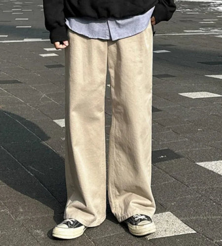 Men's Cargo Pants Straight Leg Male Spring Loose Cleanfit New Korean Solid Color Handsome Trendy Trousers 2025 9W1435