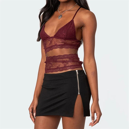 Load image into Gallery viewer, Coquette Camisole y2k Clothes Women Sheer See Through Spaghetti Strap Sleeveless Tanks 2000s Aesthetic Clothes Clubwear
