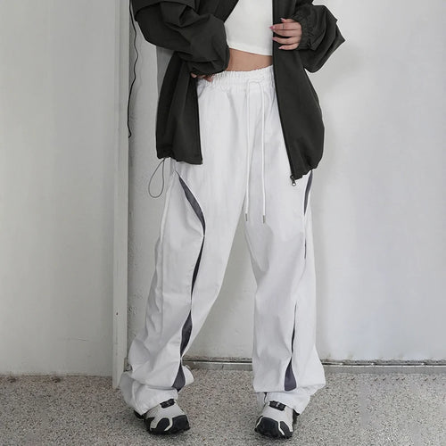 Load image into Gallery viewer, Streetwear Patchwork Low Waist Baggy Pants Sweatpants Tech Sporty Chic Casual Hip Hop Women Trousers Contrast Outfits
